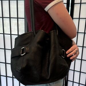 Cole Haan Slouchy Large Leather Black Bag with 2 Large Side Pockets Used Once